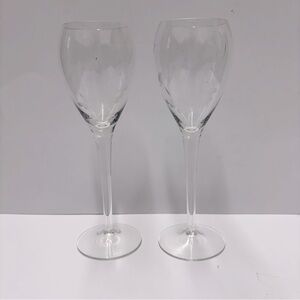 Vintage Etched Lilies Wine Champagne Glasses Set of 2